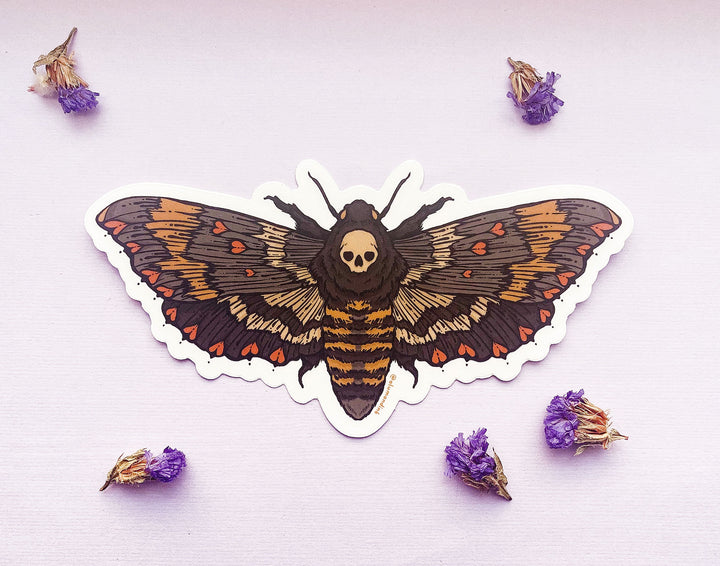 Love and Death's Head Moth Clear Vinyl Sticker