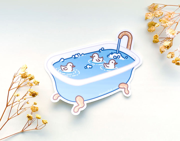 Ducklings in a Clawfoot Bathtub Clear Vinyl Sticker