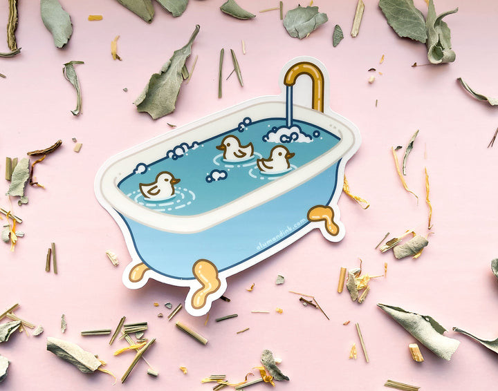 Ducklings in a Clawfoot Bathtub Clear Vinyl Sticker