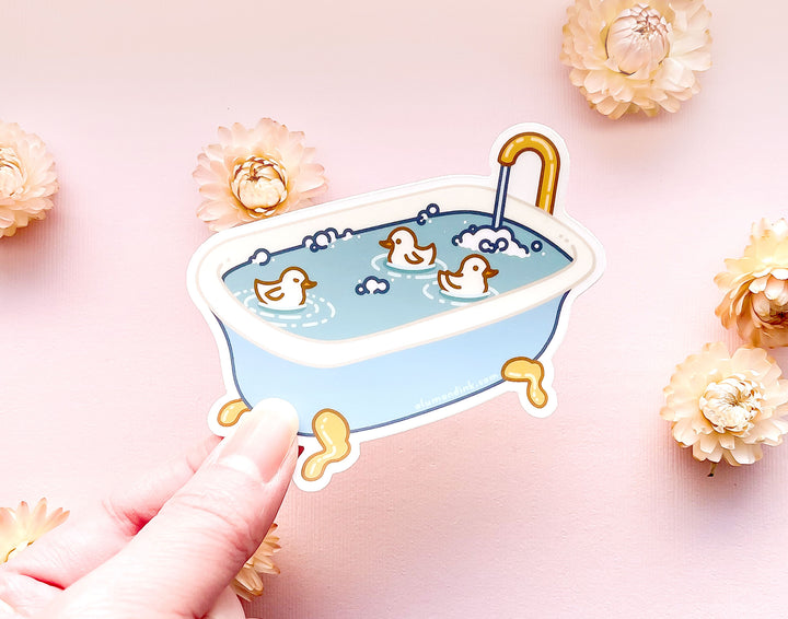 Ducklings in a Clawfoot Bathtub Clear Vinyl Sticker