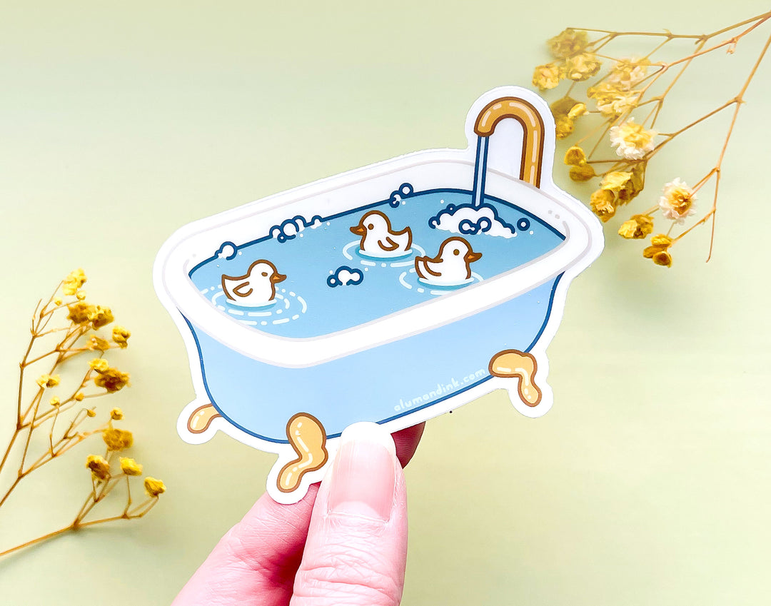 Ducklings in a Clawfoot Bathtub Clear Vinyl Sticker