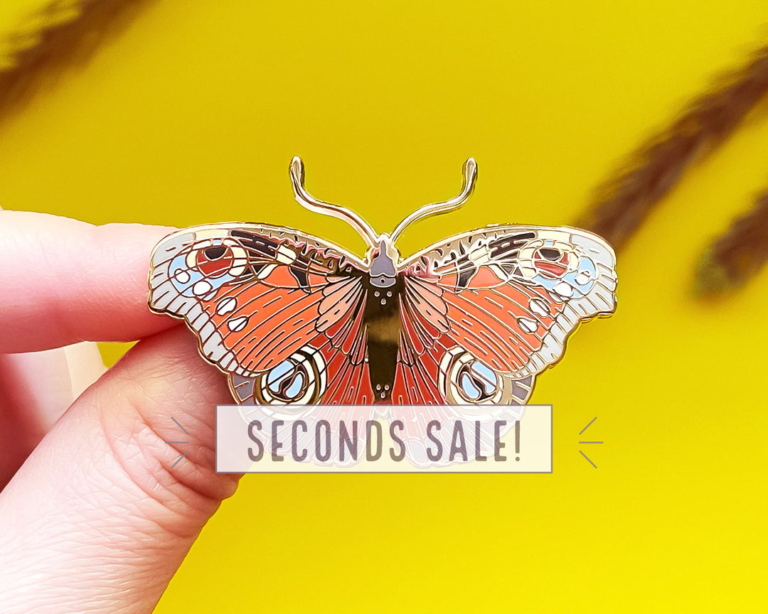 European Peacock Butterfly Enamel Pin (Seconds)