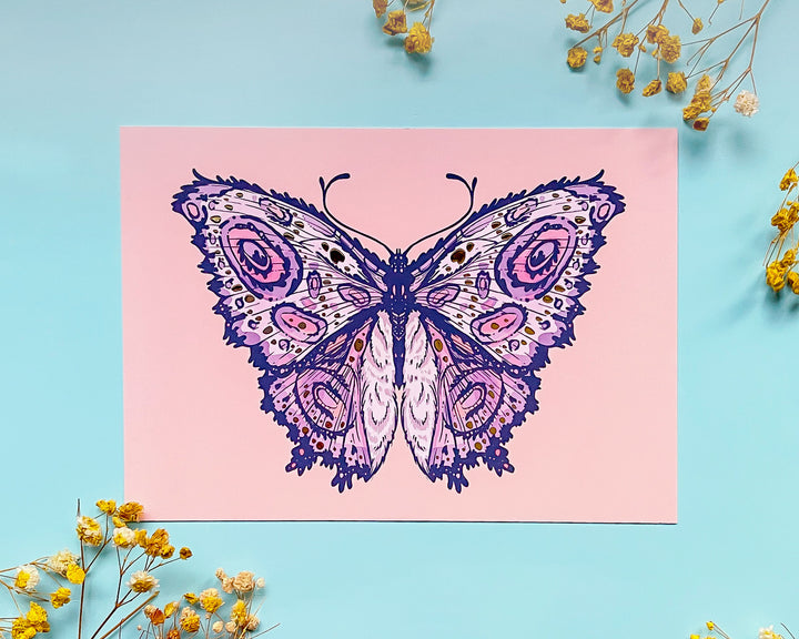 Fantasy Butterfly Gold Foil Art Print