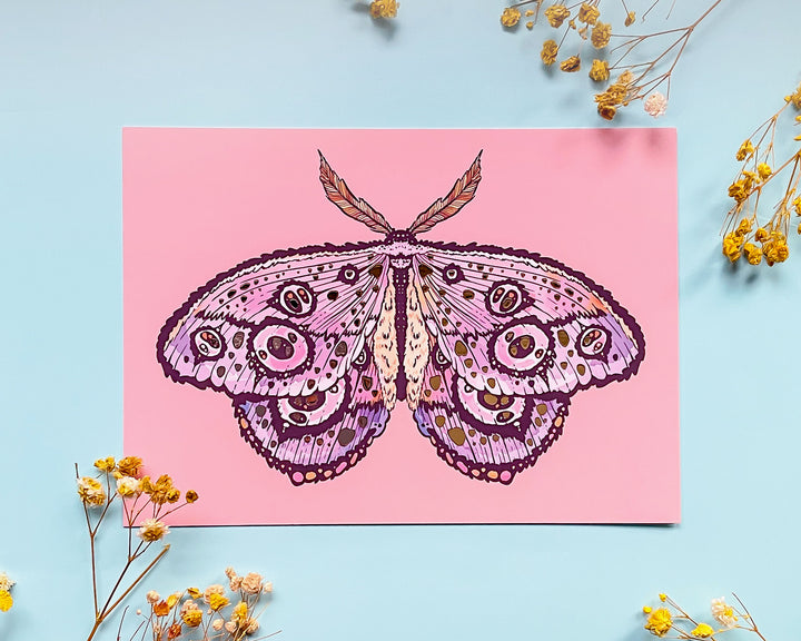 Fantasy Moth Gold Foil Art Print