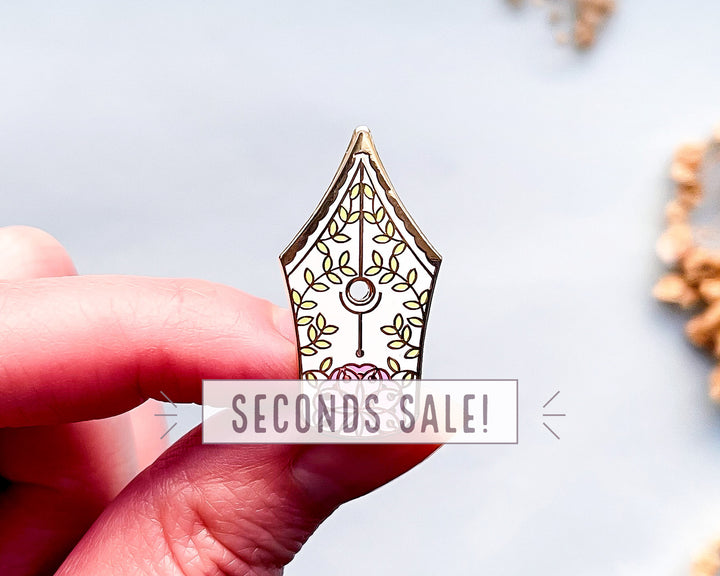 Floral Fountain Pen Enamel Pin (Seconds)