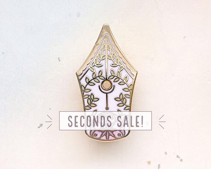 Floral Fountain Pen Enamel Pin (Seconds)