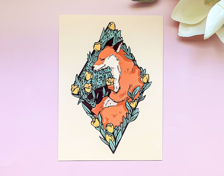 Cozy Sleeping Fox Art Print