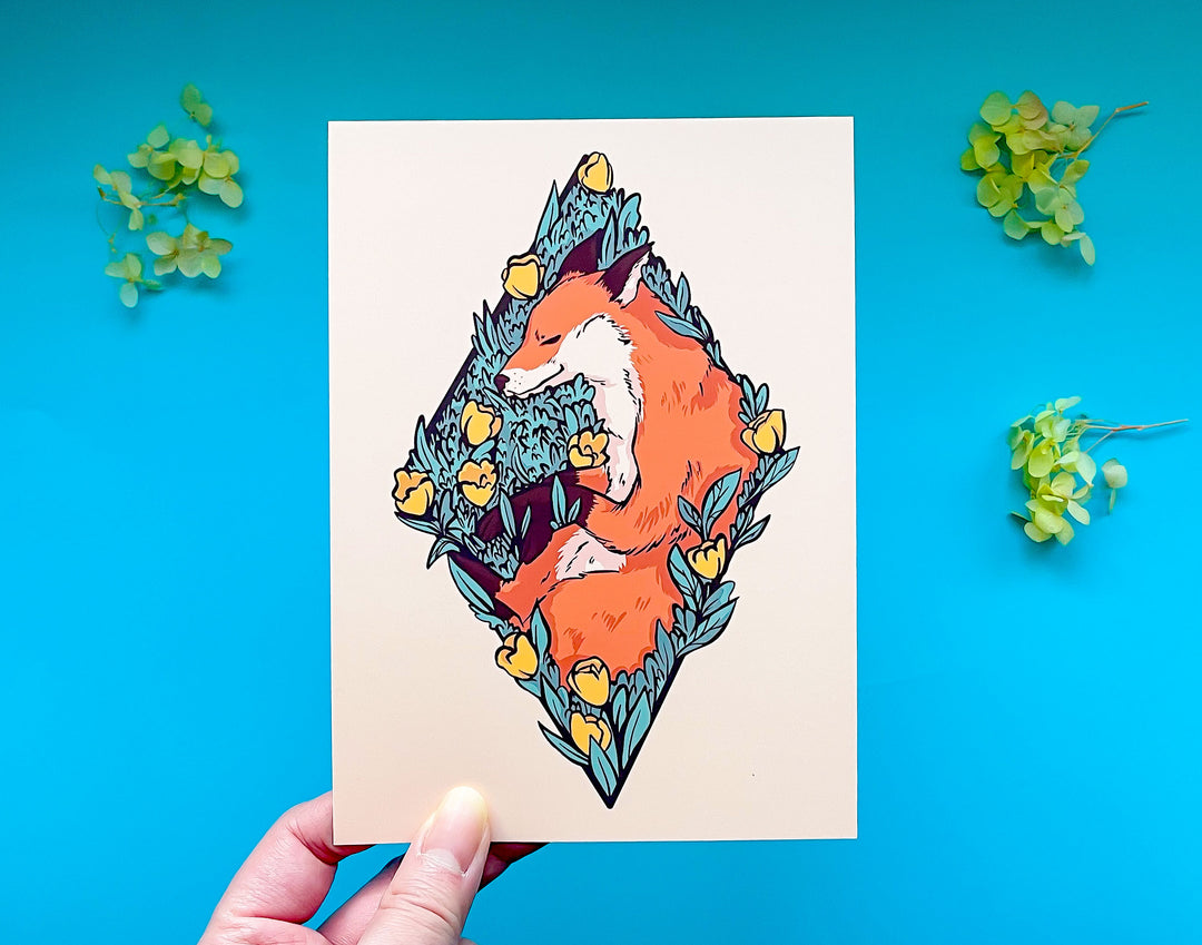 Cozy Sleeping Fox Art Print