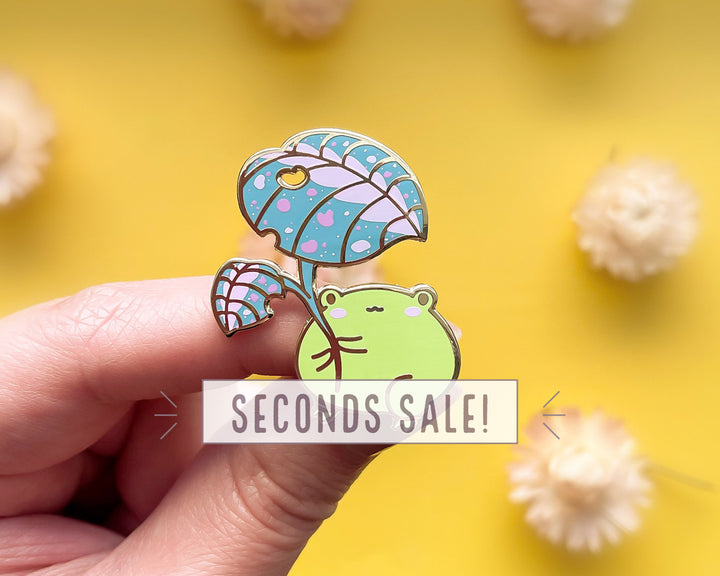 Gogo the Frog Leaf Umbrella Enamel Pin (Seconds)