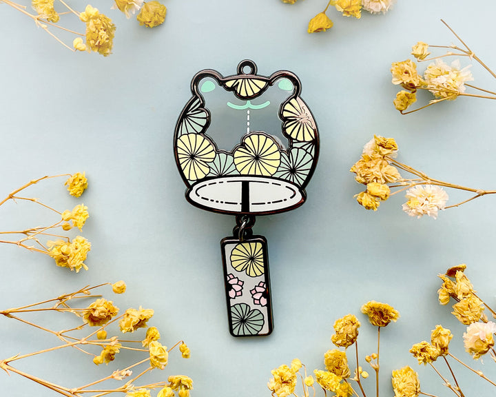 Frog Wind Chime Transparent Enamel Pin