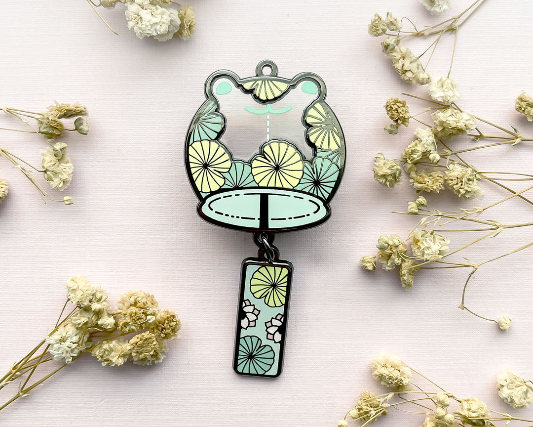 Frog Wind Chime Transparent Enamel Pin