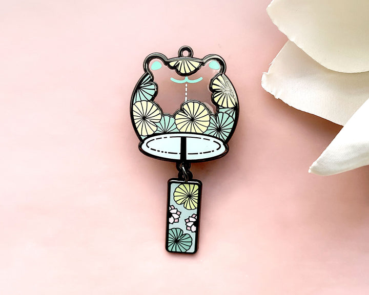 Frog Wind Chime Transparent Enamel Pin