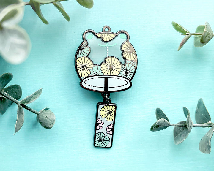 Frog Wind Chime Transparent Enamel Pin