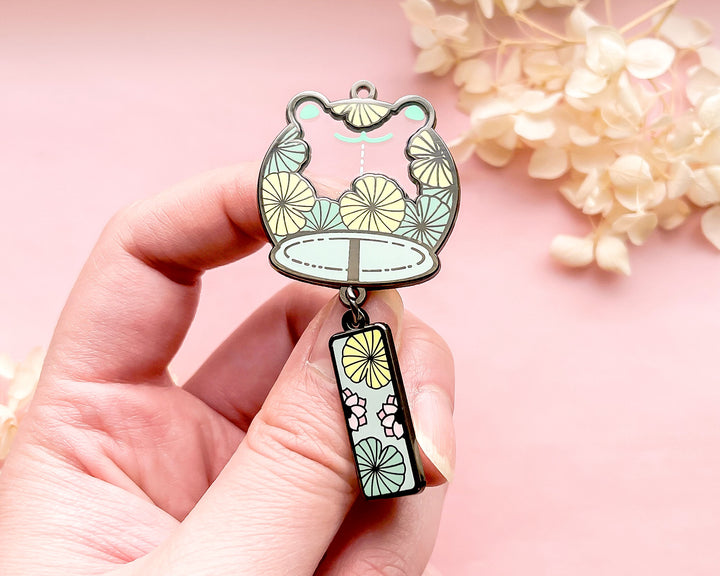 Frog Wind Chime Transparent Enamel Pin