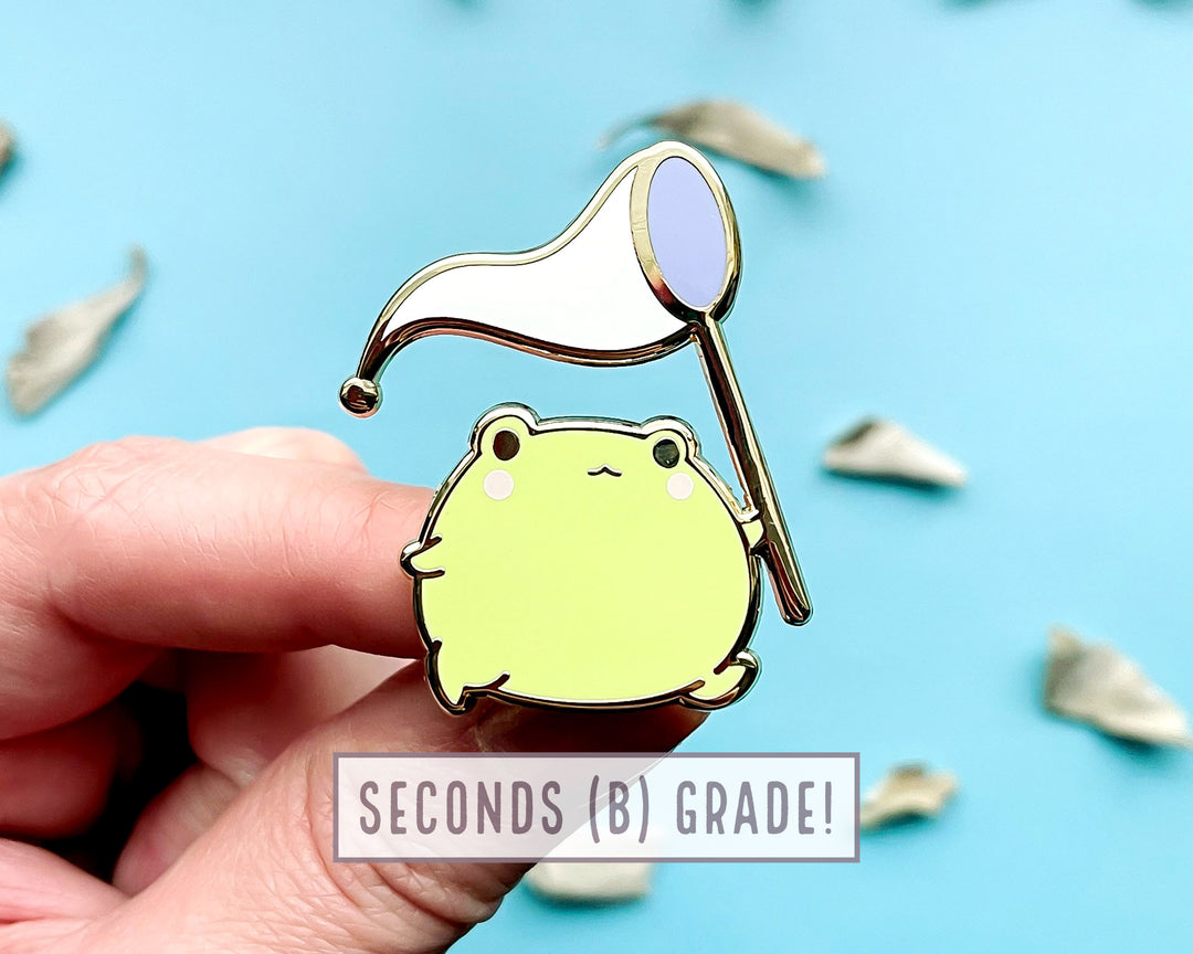 Gogo the Frog and Butterfly Net Enamel Pin (Seconds)