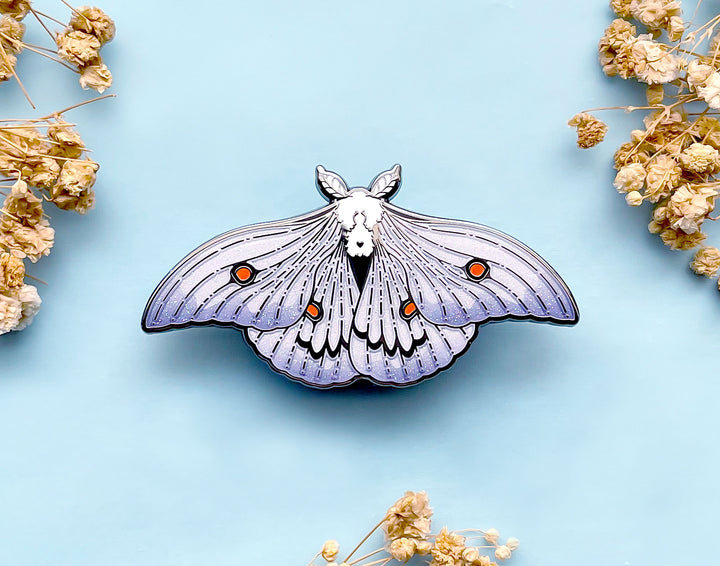 Ghostly Silk Moth (Ceranchia apollina) Enamel Pin