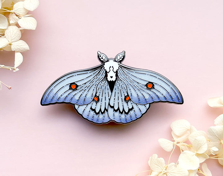 Ghostly Silk Moth (Ceranchia apollina) Enamel Pin