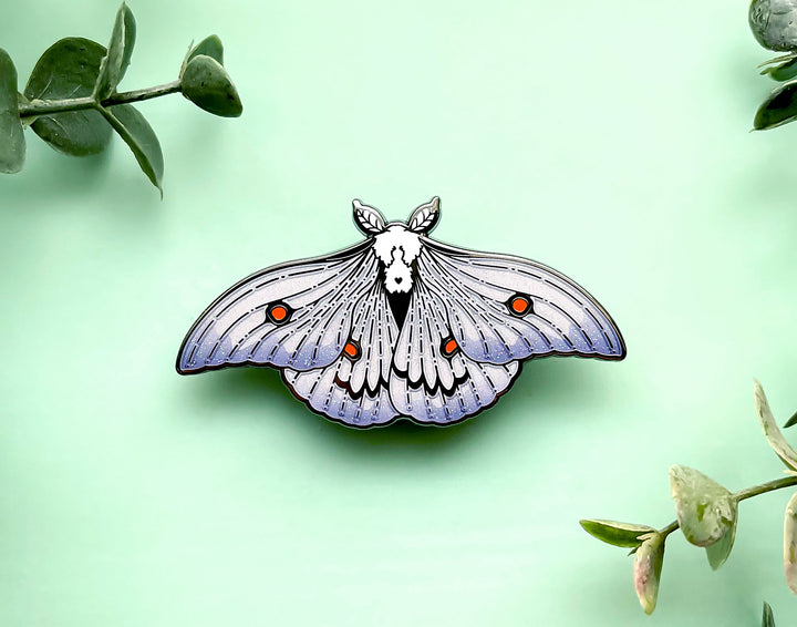 Ghostly Silk Moth (Ceranchia apollina) Enamel Pin