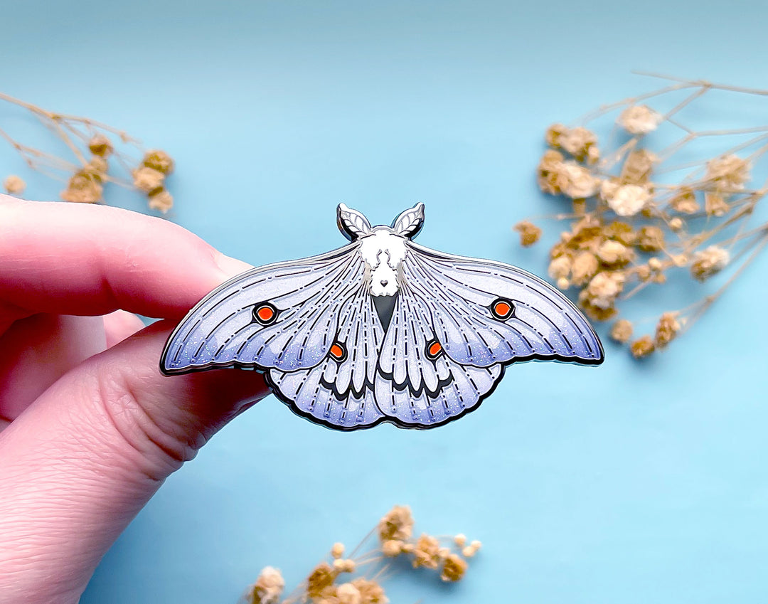 Ghostly Silk Moth (Ceranchia apollina) Enamel Pin