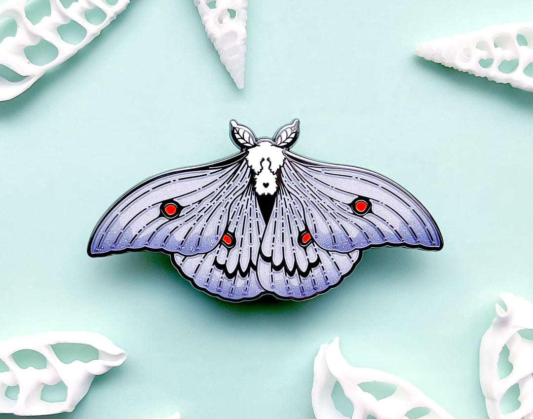 Ghostly Silk Moth (Ceranchia apollina) Enamel Pin