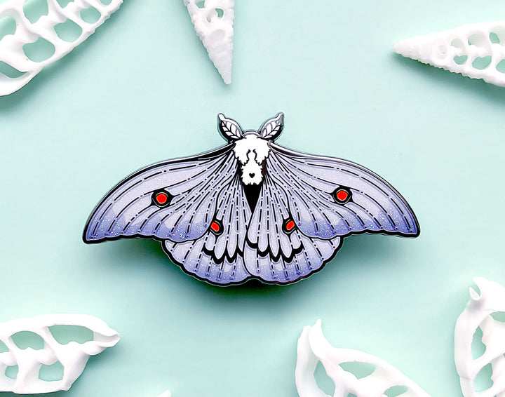 Ghostly Silk Moth (Ceranchia apollina) Enamel Pin