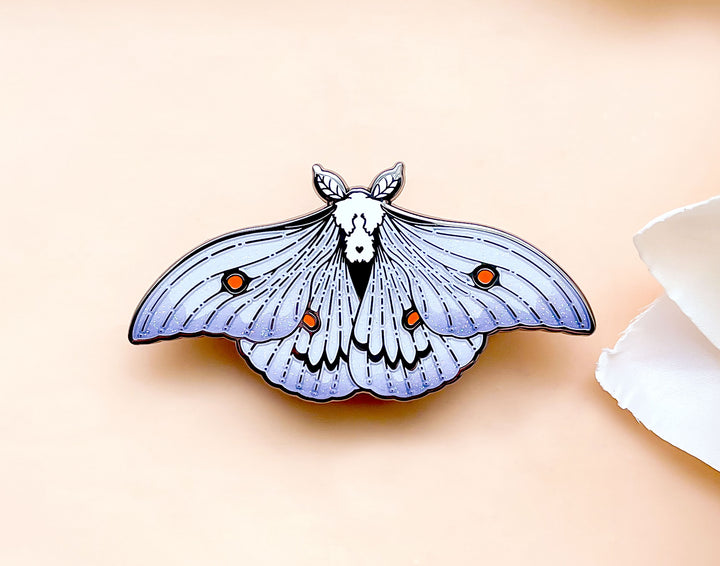 Ghostly Silk Moth (Ceranchia apollina) Enamel Pin