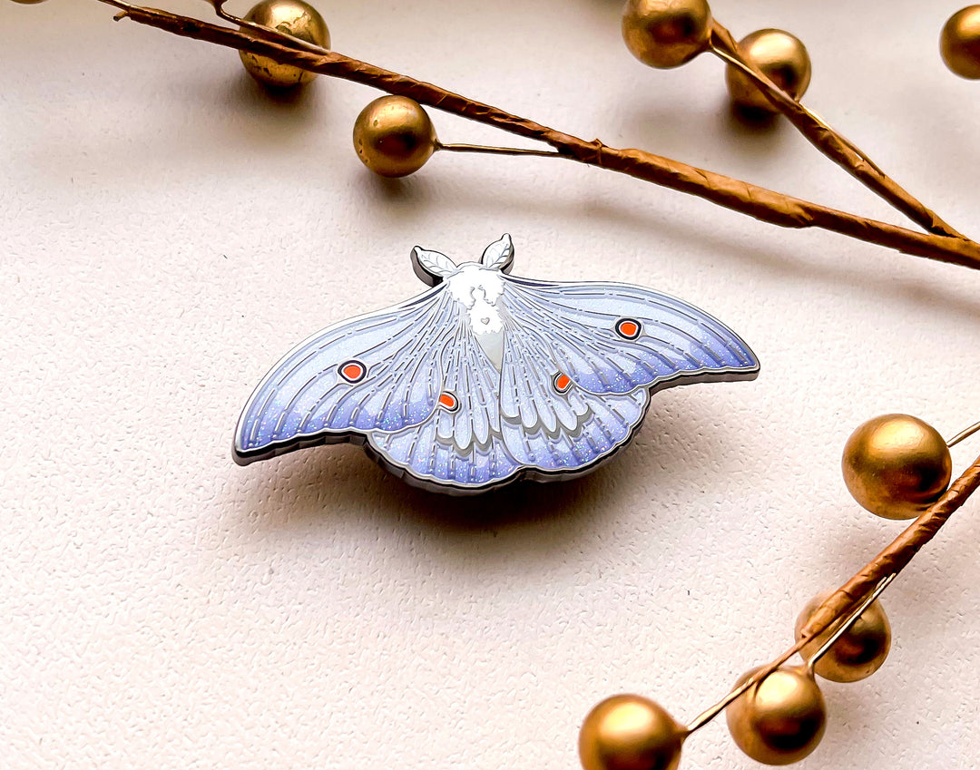 Ghostly Silk Moth (Ceranchia apollina) Enamel Pin