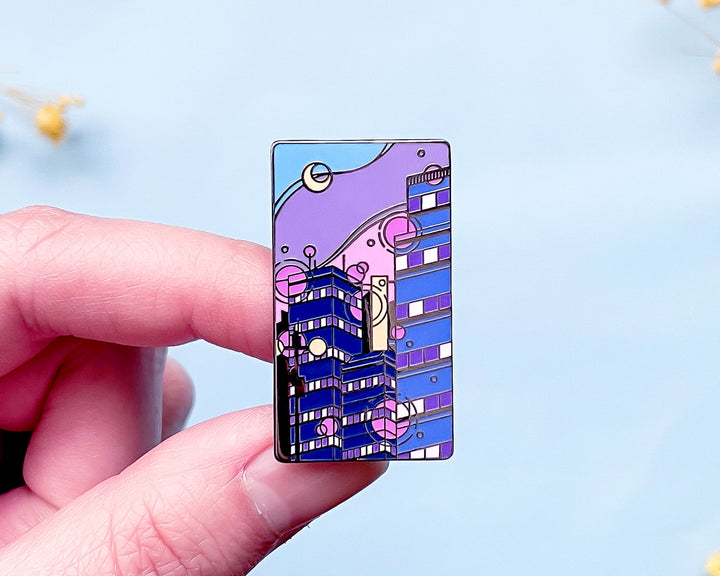 Glass Towers Synthwave Enamel Pin