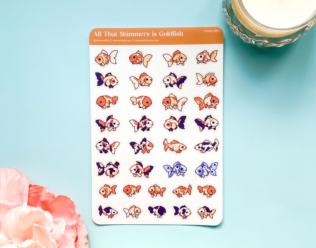 All That Shimmers is Goldfish Clear Vinyl Sticker Sheet