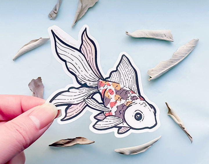 Spotted Fantail Goldfish Clear Vinyl Sticker