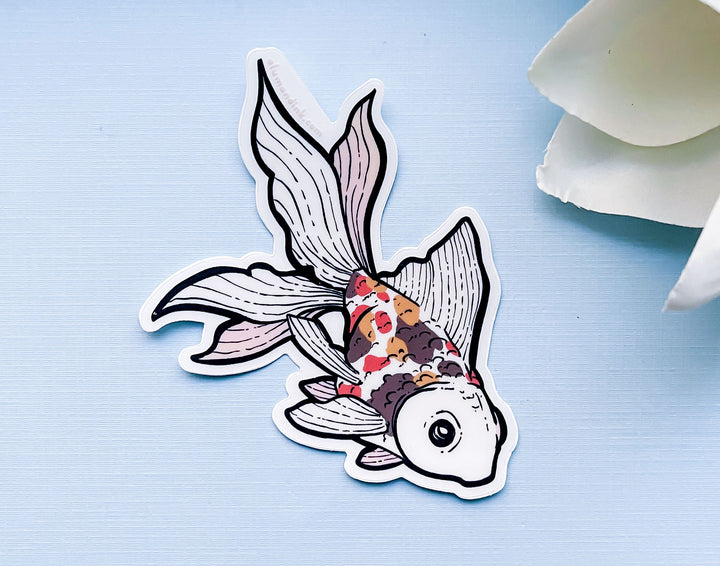 Spotted Fantail Goldfish Clear Vinyl Sticker