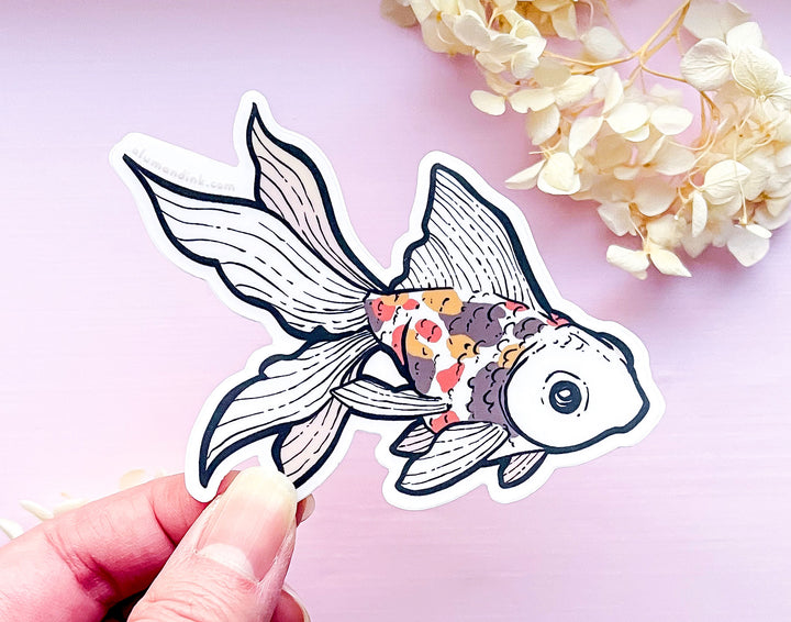 Spotted Fantail Goldfish Clear Vinyl Sticker