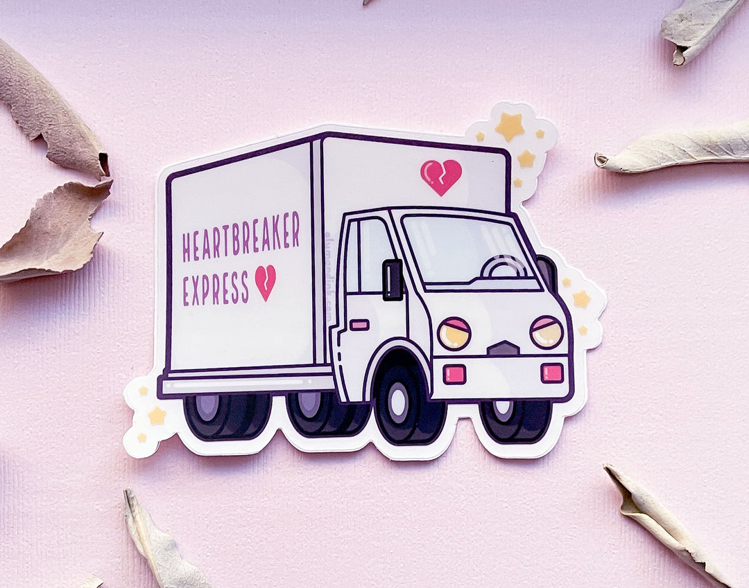 Heartbreaker Express White Delivery Truck Clear Vinyl Sticker