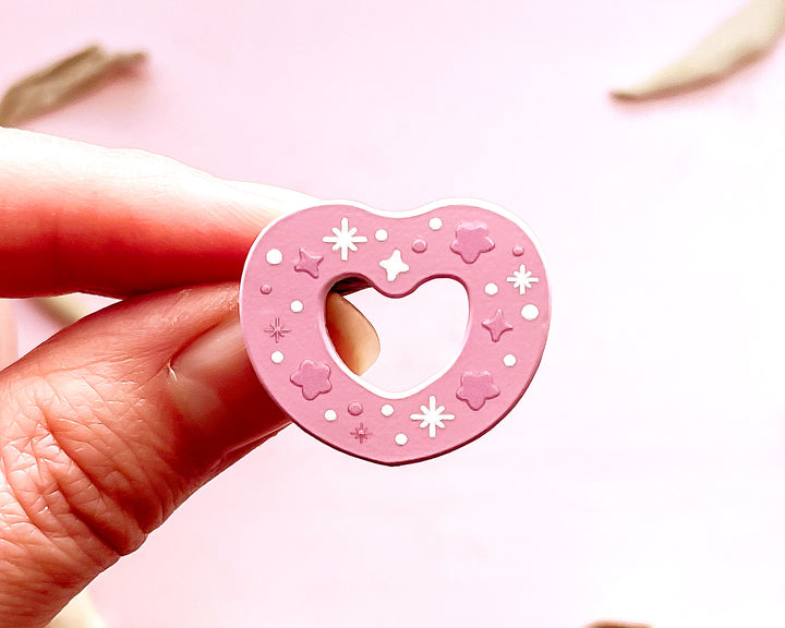 Frosted Heart Cookie Painted Enamel Pin