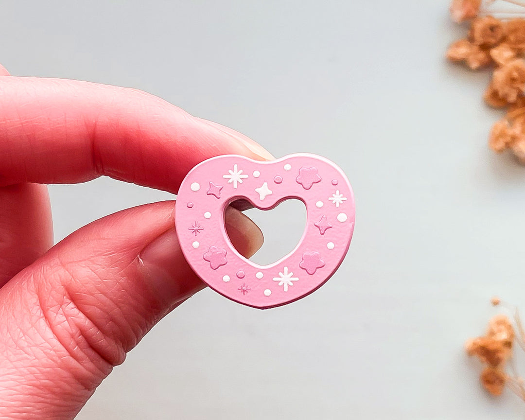 Frosted Heart Cookie Painted Enamel Pin