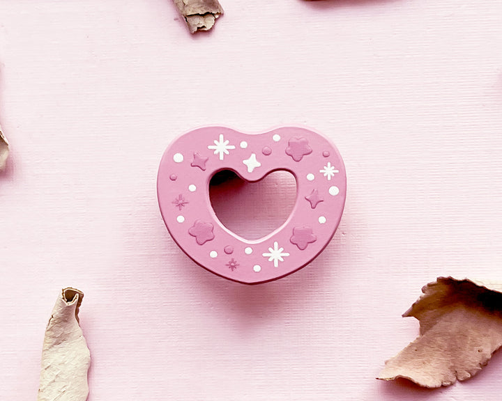 Frosted Heart Cookie Painted Enamel Pin