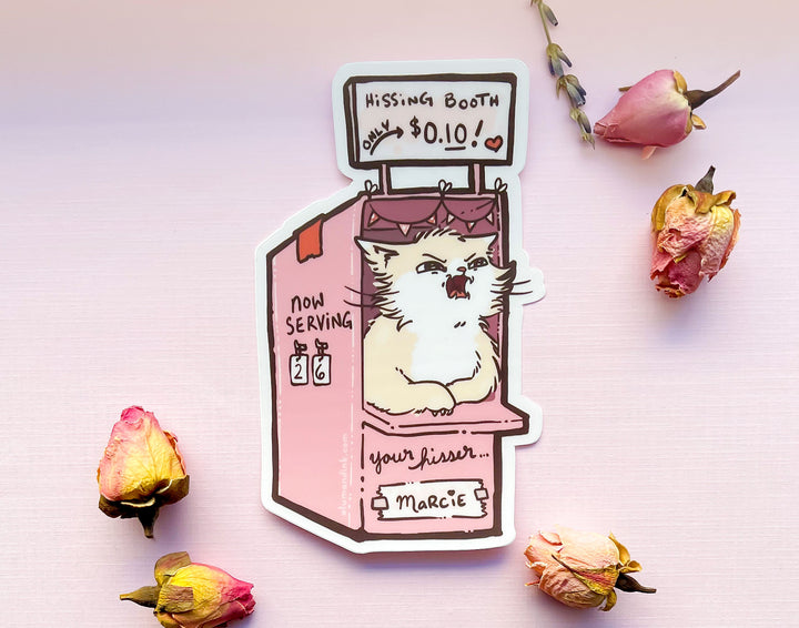 Marcie the Cat's Hissing Booth Clear Vinyl Sticker