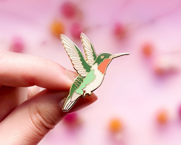 Ruby-Throated Hummingbird Enamel Pin