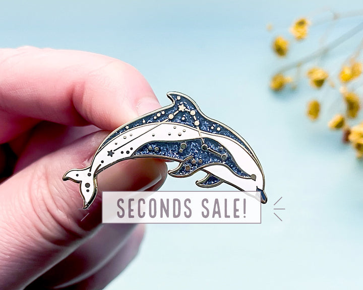 Horologium Constellation Hourglass Dolphin Enamel Pin (Seconds)