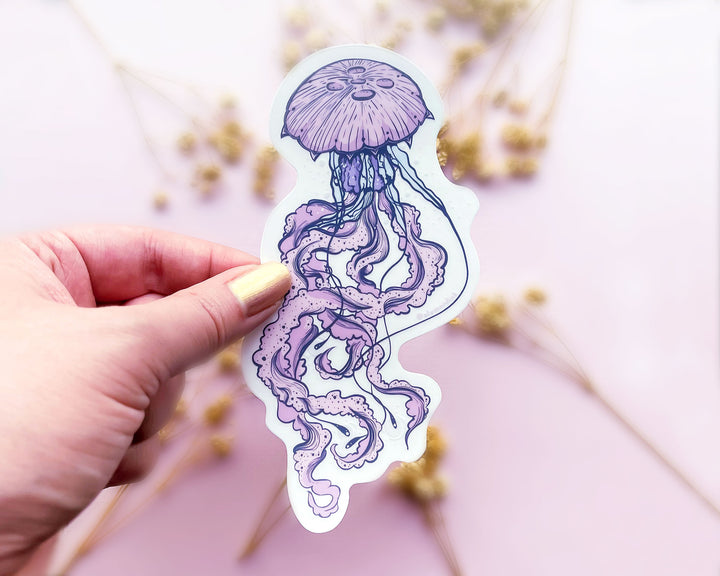 Purple Jellyfish Clear Vinyl Sticker