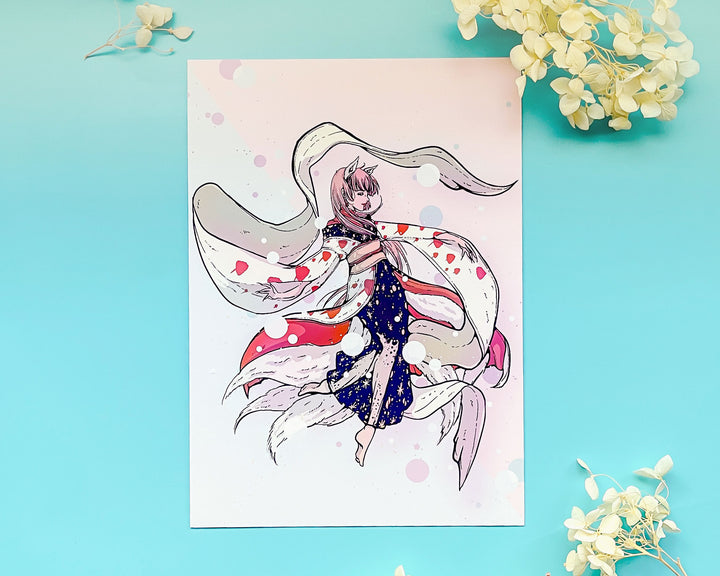 Five-Tailed Kitsune Art Print