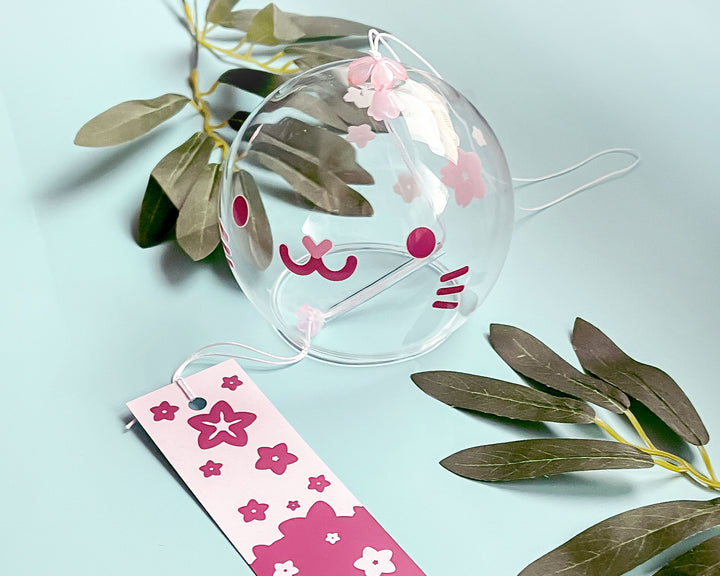 Sakura and Cute Face Glass Wind Chime