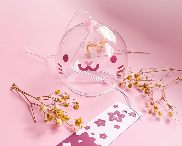 Sakura and Cute Face Glass Wind Chime