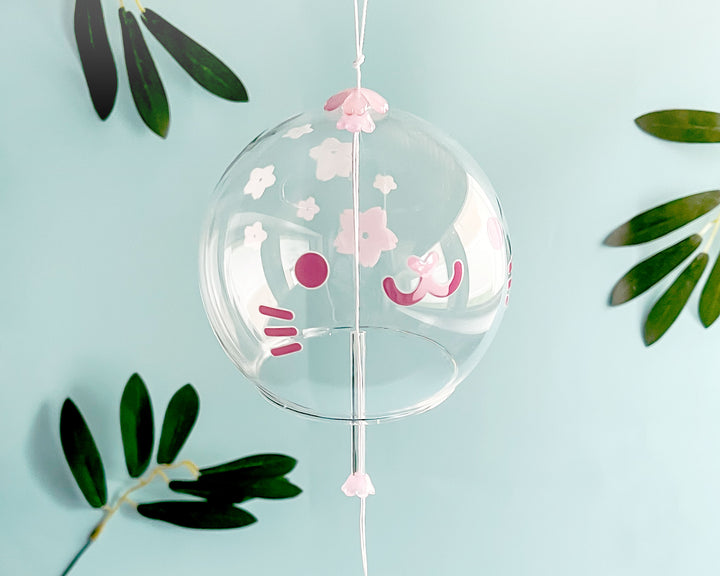 Sakura and Cute Face Glass Wind Chime