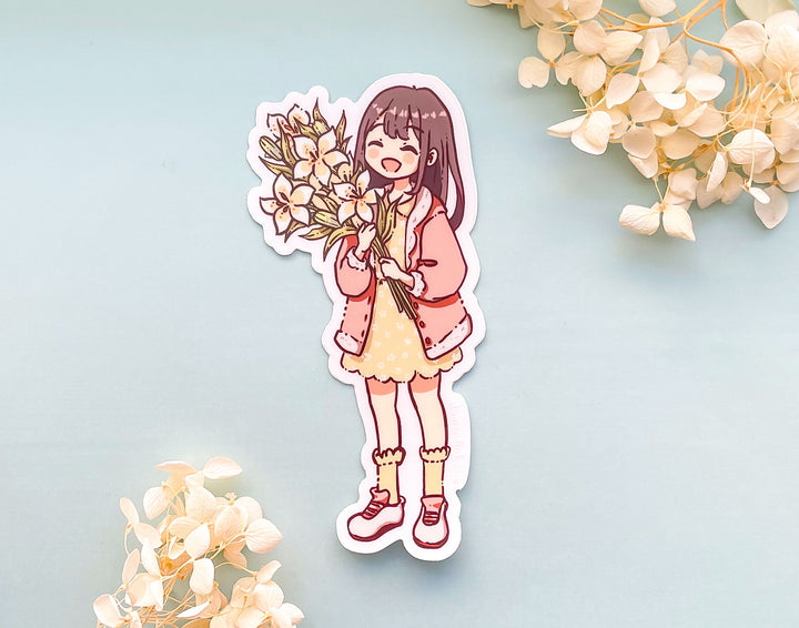Lily with Lilies Bouquet Clear Vinyl Sticker