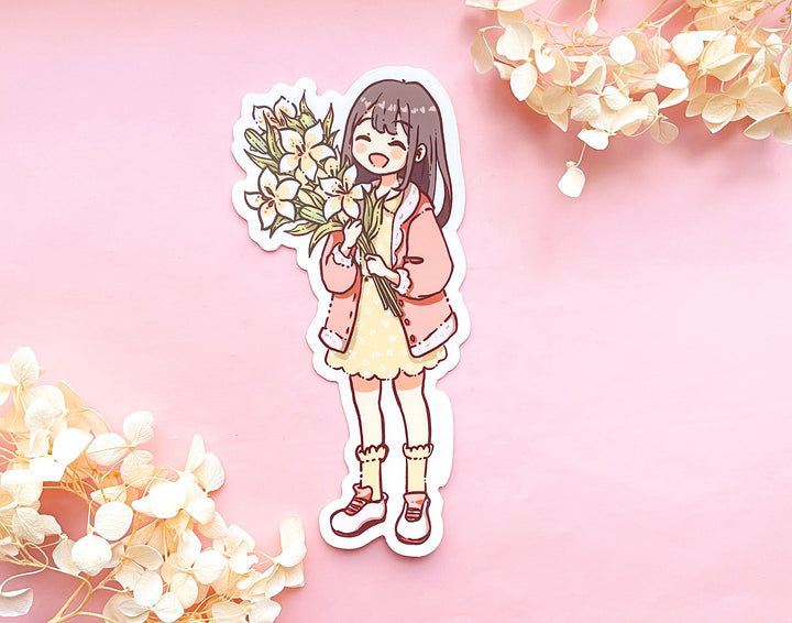 Lily with Lilies Bouquet Clear Vinyl Sticker