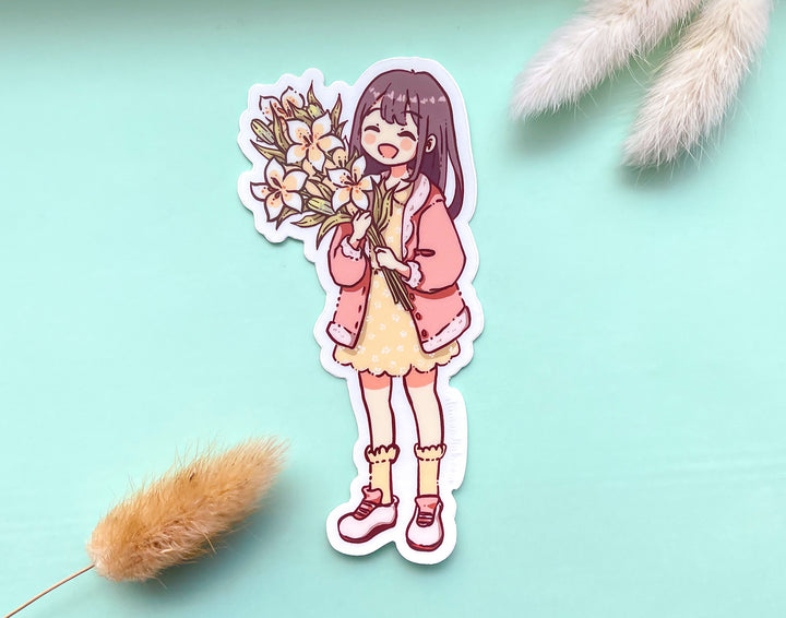 Lily with Lilies Bouquet Clear Vinyl Sticker