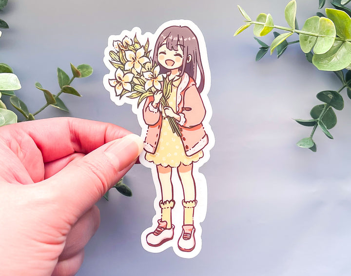 Lily with Lilies Bouquet Clear Vinyl Sticker
