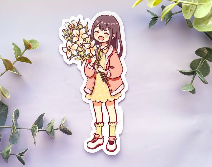 Lily with Lilies Bouquet Clear Vinyl Sticker
