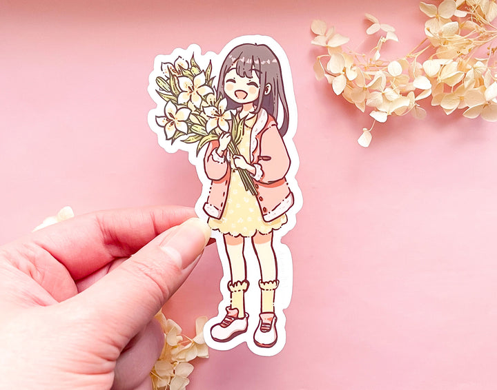Lily with Lilies Bouquet Clear Vinyl Sticker